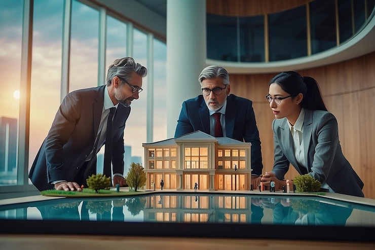 diverse-business-people-looking-architectural-model-discussing-work-office_968517-146764